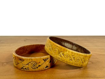 (2) Carved Bracelets - Dayak