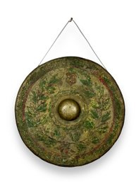 Solid Brass Gong - Etched With Leaves - Thailand