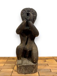Ironwood Sculpture - Male Figure Kneeling - Dayak