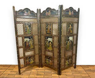 Hand-painted 3-panel Divider Screen - India