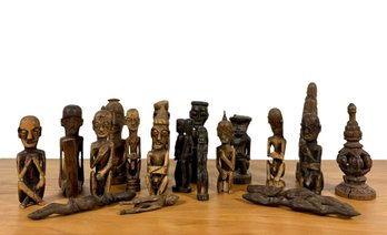 (20) Ironwood Carved Sculptures - Mainly Male Figures - Borneo