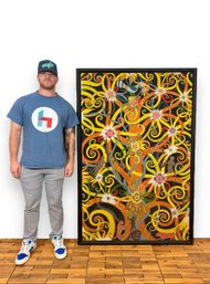 Large Framed Artwork - Flowers & Animal Designs - Dayak