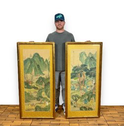 A Pair Of Framed Japanese Watercolors