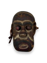 Hand Carved Mask - Red & White Pigments - Removeable Eyes - Africa