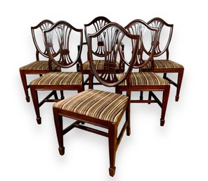 Set Of (6) Mahogany Shield Back Dining Chairs