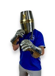 Medieval Style Battle Helmet & Gauntlets