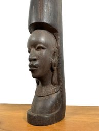 Ebony Wood Carved Sculpture - Female Figure - Africa