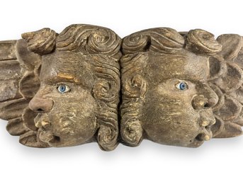 Folk Art Wood Carved Cherubs