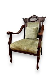 19th C. Carved Upholstered Armchair (B)