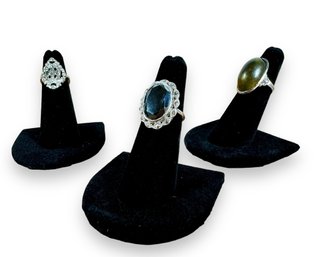 A Grouping Of (3) Sterling Silver Rings