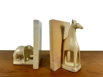 A Pair Of Soapstone Bookends - Kenya