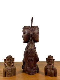 A Grouping Of (3) Carved Figures - Sarawak