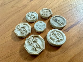 A Grouping Of Porcelain Gambling Tokens - Thailand