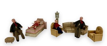 Grouping Of Antique Dolls & Furniture