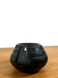 Signed San Ildefonso - 'Blue Corn' Blackware Vase