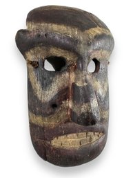 Wood Carved Mask - White & Red Pigment - Dayak