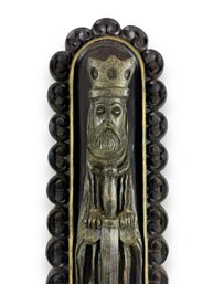 Wood Carved Plaque - Figure Of King & Sword