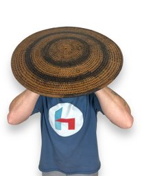 Hand Woven Flat Hat - With Handles For Carrying Items - Borneo