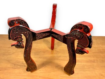 Collapsable Lacquered Three Legged Stand - Highly Decorated