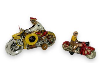 (2) Antique Tin Toy Motorcycles