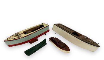 (4) 1930s Handmade Wooden Boat Toys