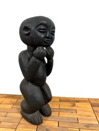 Wood Carved Sculpture - Figure With Raised Hands - Cameroon