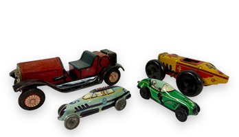 (4) Antique Tin Toy Racers