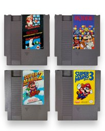 (4) NES Mario Video Games - Mario Bros, Duck Hunt, Dr. Mario, Super Mario 2, Super Mario 3