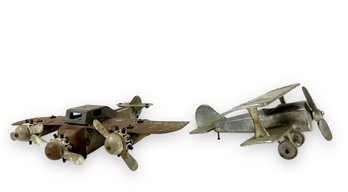 (2) 1930s Steel/Aluminum Airplane Toys