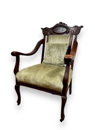 19th C. Carved Upholstered Armchair (A)