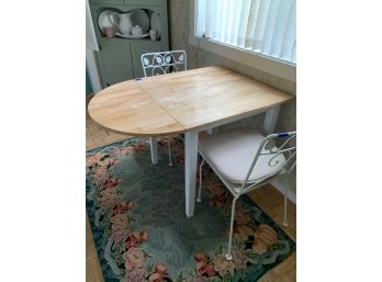 Single Drop Leaf Kitchenette Table & 2 Wrought Iron Chairs