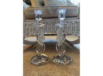 Pair Of Waterford Seahorse Candlestick Holders
