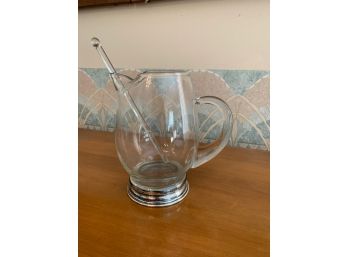Mid-Century Glass Pitcher W/ Sterling Base