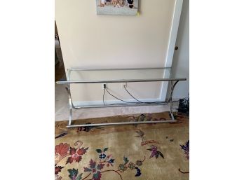 1970s Glass And Chrome Foyer/Console Table