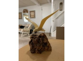 John Perry Bird Sculpture On Burlwood