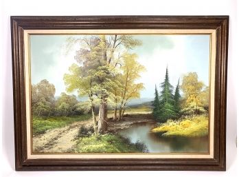 Mid-Century Signed Oil On Canvas Landscape
