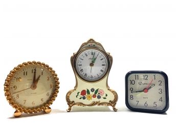 Lot Of 3 Vintage Night Stand Clocks