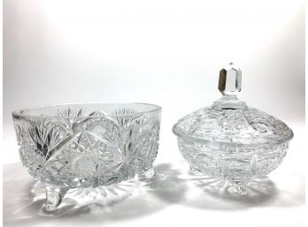 Cut Crystal Bowl & Container W/ Lid