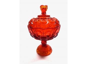 Vintage Red Glass Candy Dish