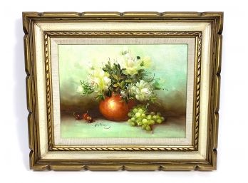 1950s Floral Oil On Canvas