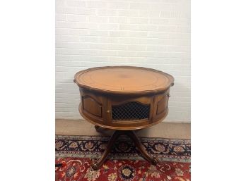 Vintage Leather Top Swivel Console Table