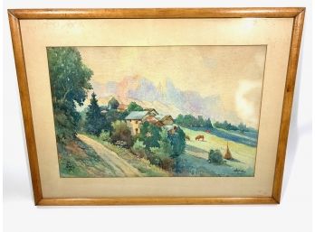 Antique Signed Watercolor Painting