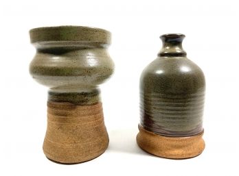 Pair Of Earth Tone Studio Pottery Vases