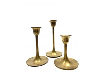 Set Of Mid-Century Brass Candle Holders