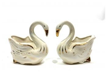 Vintage Ceramic Swan Planters