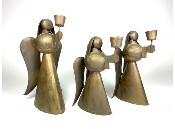 Vintage Brass Angel Candle Holders