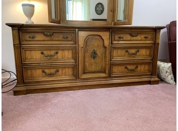 Burlwood Ladies Dresser W/ Mirror - Made By Stanley Furniture