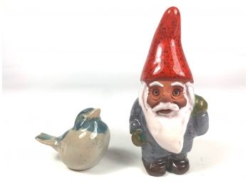 Vintage Ceramic Danish Bird & Gnome