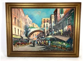 Mid-Century Framed Oil On Canvas - Piazza Navona