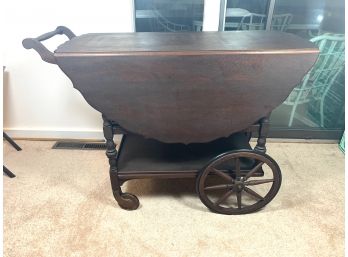 Antique Tea Cart With Glass Serving Tray